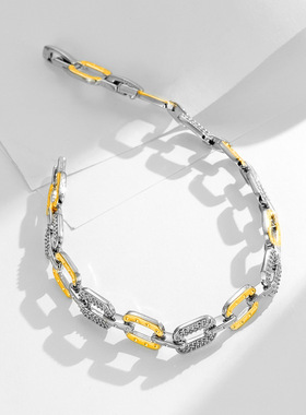 跨境锆石系列网球手链女欧美时尚轻奢气质几何方形手链高定手饰品