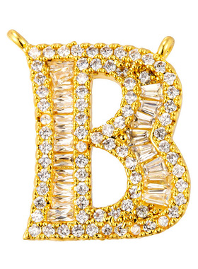 时尚个性精致微镶锆石铜吊坠小清新甜美26个英文字母 diy配件