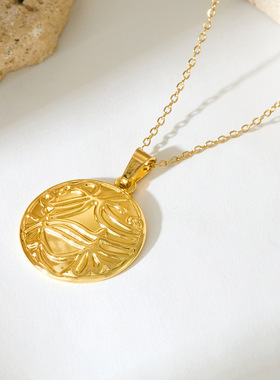 跨境不锈钢吊坠项链欧美时尚女式18k毛衣链潮流百搭首饰