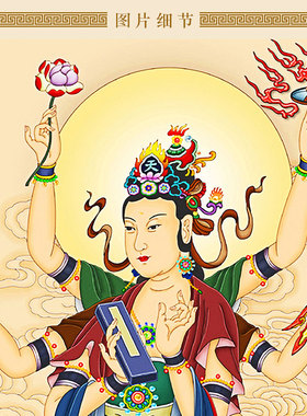 辩才天神像画桌面摆台框画 大功德天二十四诸天护法菩萨摆件挂画