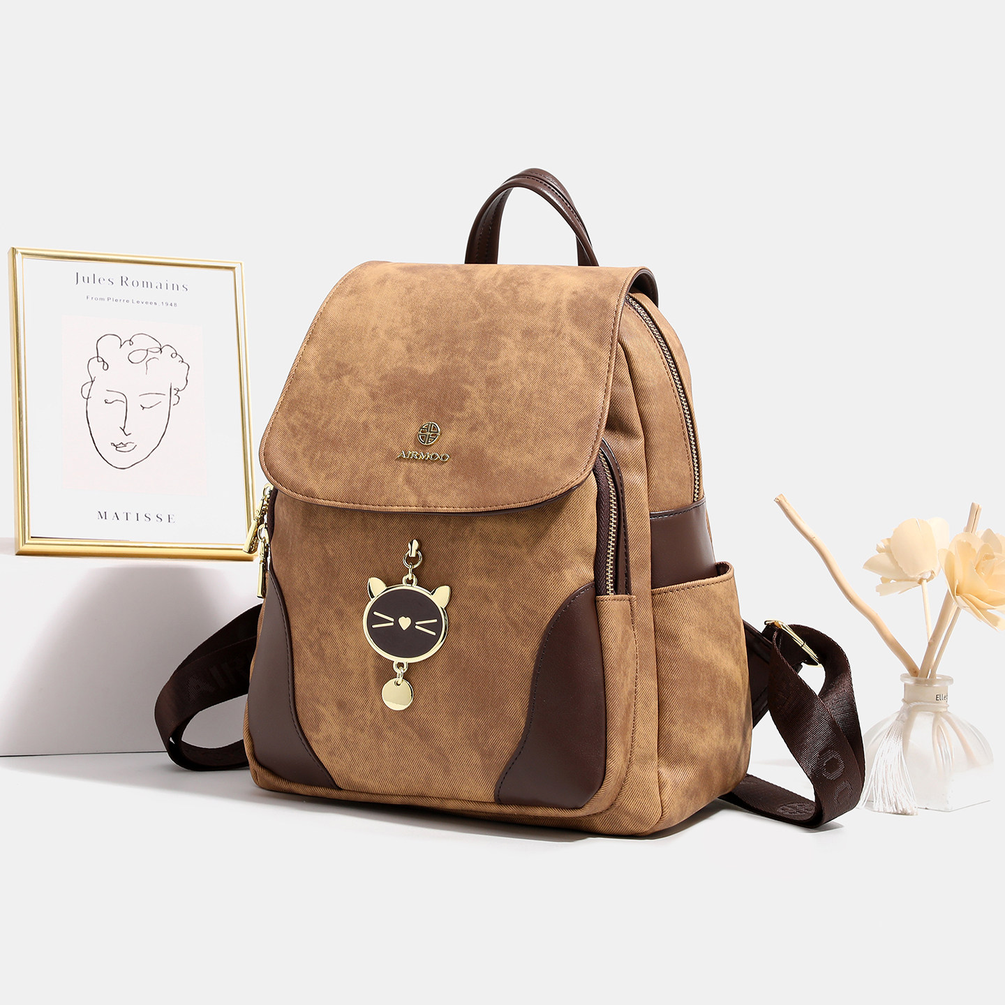 香港品牌轻奢复古双肩包包女2026新款高级感大容量通勤百搭背包,淘宝优惠券,粉丝福利购,淘宝优惠卷