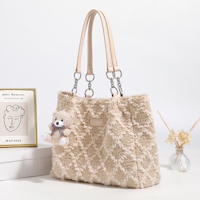 圣米洛通勤高级感大包毛毛包包女2026新款秋冬大容量毛绒托特包,淘宝优惠券,粉丝福利购,淘宝优惠卷