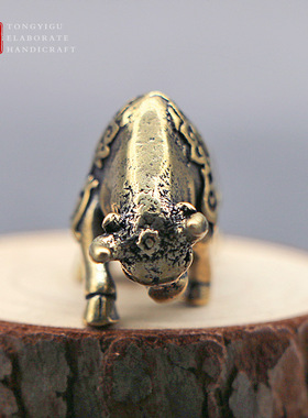 小挂件黄铜做旧钥匙扣配饰生肖牛