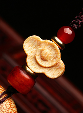 男女龙血金丝竹平安扣钥匙挂件