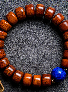 藏式做旧驼骨牛骨炸纹手串润料鸡油料手串女士桶珠手串骨雕工艺品