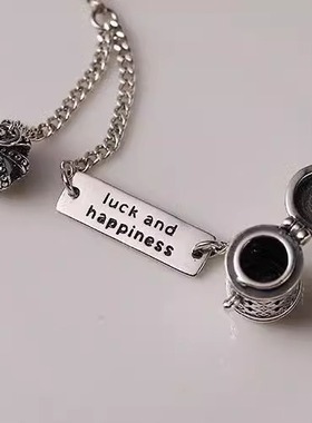 复古做旧老花桶包镂空嘎乌盒皇冠泰银项链女士可打开个性藏银吊坠