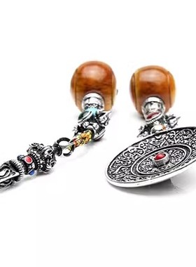 福瑞堂水滴形牛角佛头套装景泰蓝金刚杵十字背云DIY手串佛珠配件