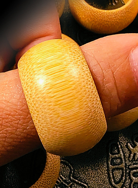 老玉竹实心金丝手工把件手玩文玩竹节竹根环圈V扳指龙血配饰扣