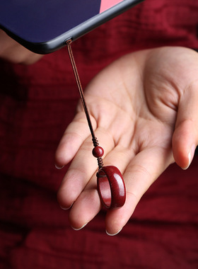 男女朱砂指环钥匙扣手机链