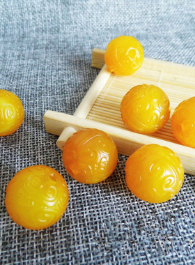 仿古黄色花纹饰品散珠
