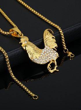 男女钛钢大公鸡吊坠属龙人本命年