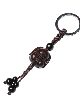 黑檀木立体钥匙扣福猪挂饰吊坠