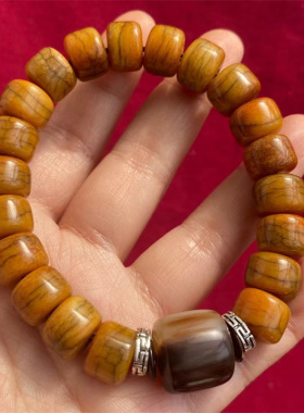 西藏式牦牛骨手串男盘玩骨头民族风念珠牛角手链文玩情侣复古手串