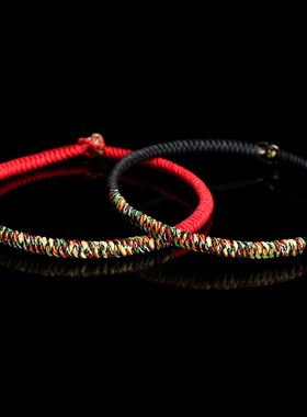 端午节手工编织红黑色绳子金刚结