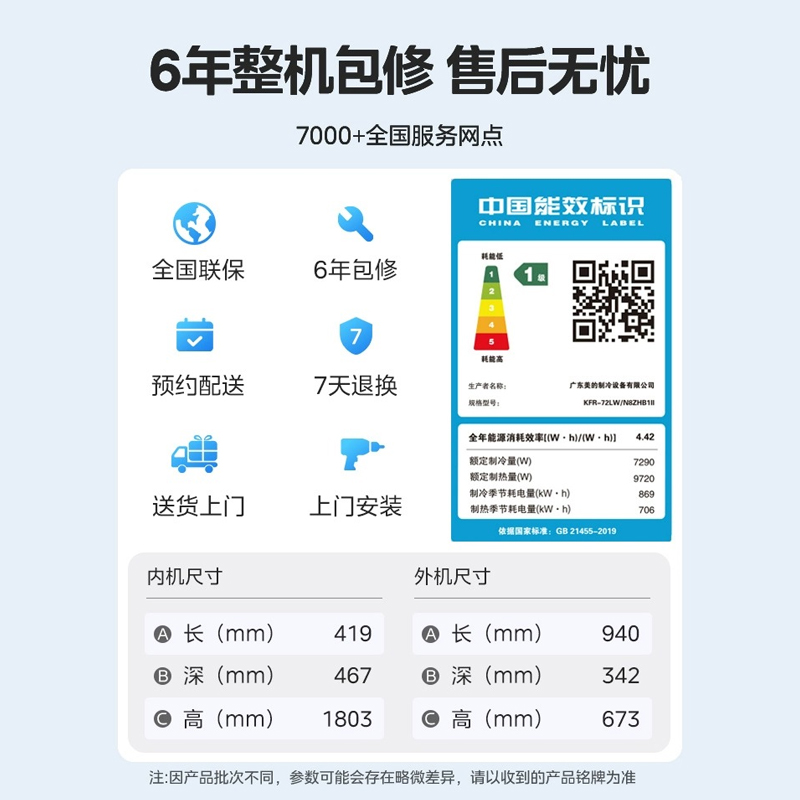 美的空调风锦2代大3匹p新一级变频冷暖立式柜机家用节能省电ZHBII