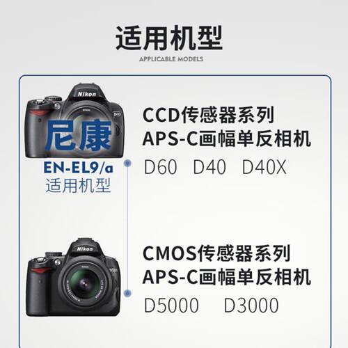 3C认证蒂森特EN-EL9相机电池适用尼康D40 D40X D60 D5000 D3000充电器-图2