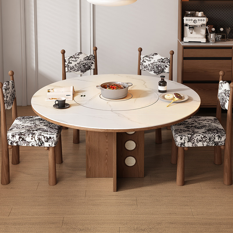 宫殿威仪折叠餐桌岩板圆形餐桌一体家用小户型带转盘餐桌可变圆桌,淘宝优惠券,粉丝福利购,淘宝优惠卷