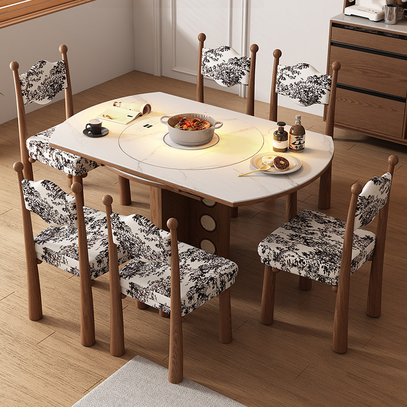 宫殿威仪折叠餐桌岩板圆形餐桌一体家用小户型带转盘餐桌可变圆桌,淘宝优惠券,粉丝福利购,淘宝优惠卷