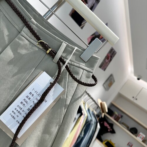 T-PLATEORM3733正版春季新款编织腰带显瘦百搭阔腿休闲裤女气球裤 - 图3