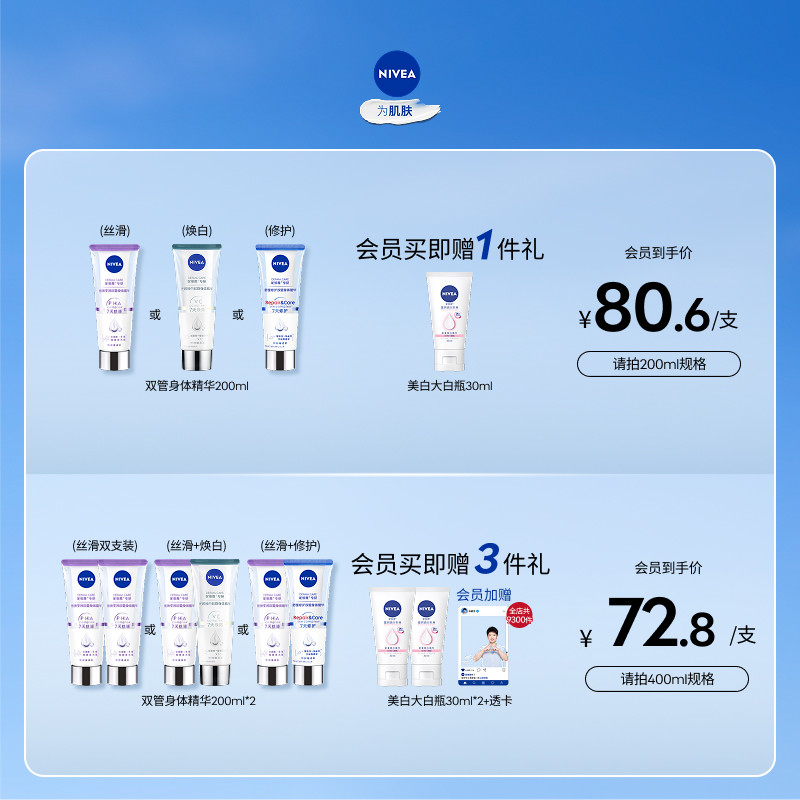 【孙颖莎同款】妮维雅双管身体精华乳果酸美白护肤滋润保湿干燥女