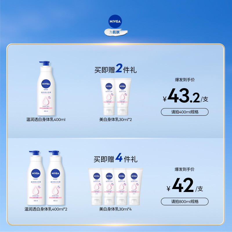 【孙颖莎同款】妮维雅大白瓶身体乳液美白烟酰胺温润透白滋润干燥