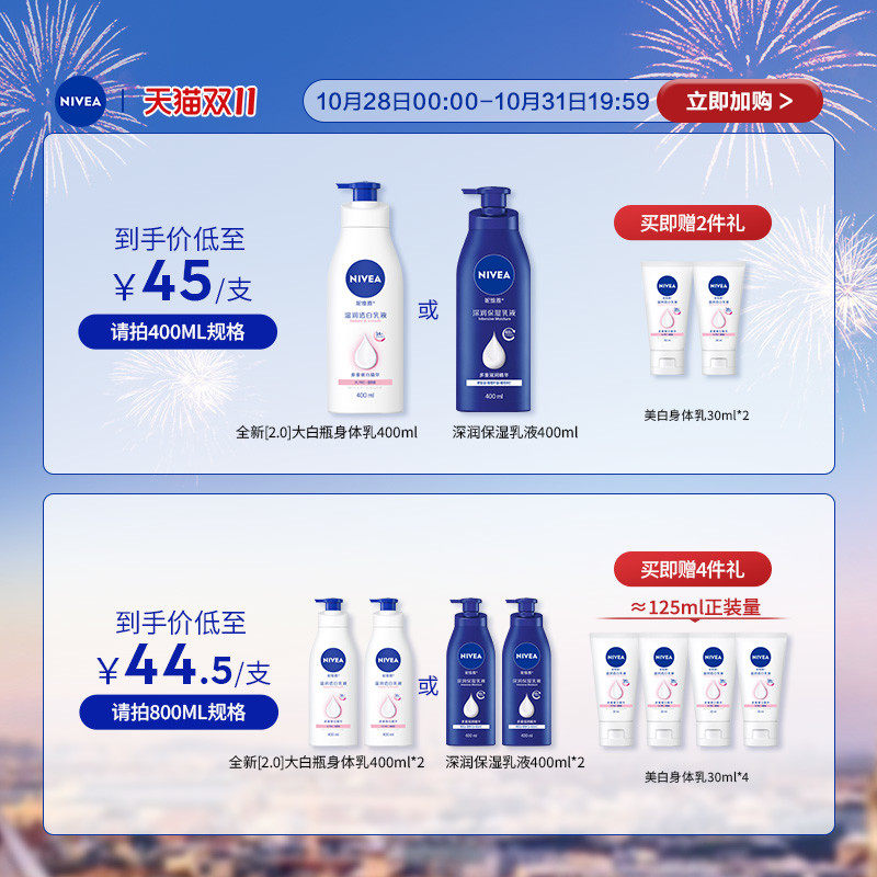 【抢先加购】妮维雅烟酰胺美白身体乳秋冬女滋润全身护肤均匀肤色
