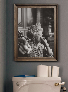 Vintage Queen Portrait Art Poster Print Toilet Humor Amusing
