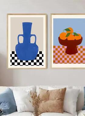 Abstract Blue Geometric Line Poster Canvas Painting Wall Art