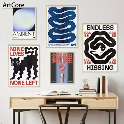 Classic Abstract Wall Art Poster Japanese Vintage Koi Canvas - 图2