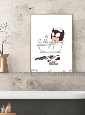 Marvel Cartoon Superhero Spider Man Iron Man Poster Bathroom