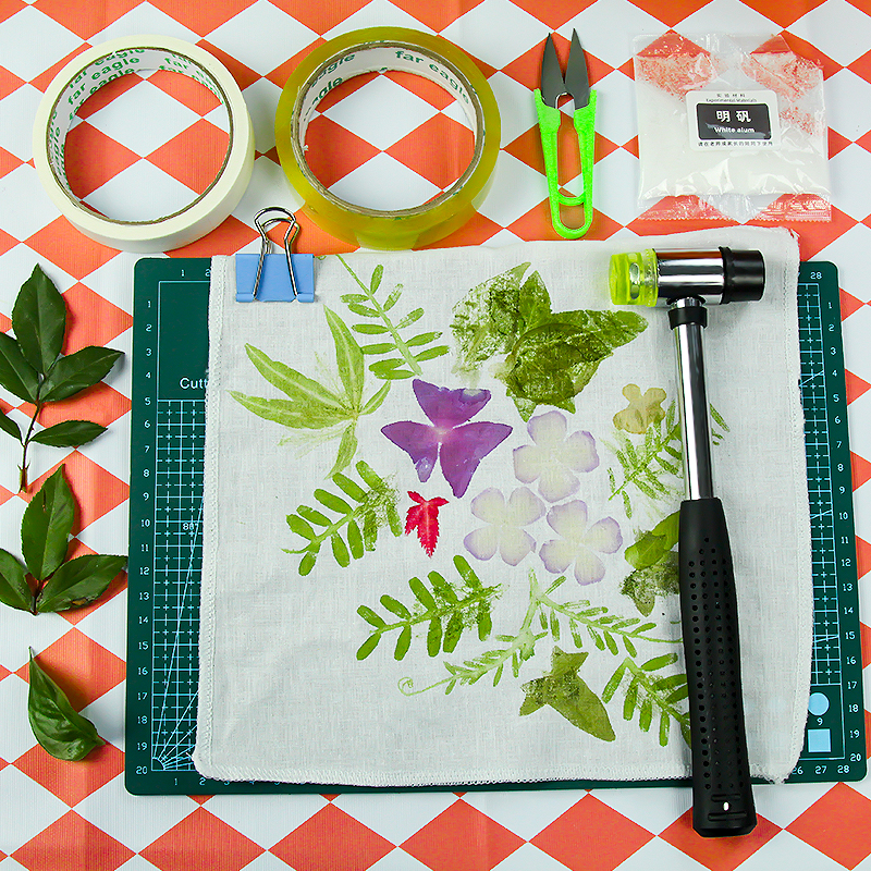 植物树叶拓染材料包敲锤染拓印工具套装锤子幼儿园儿童diy方巾布 - 图3
