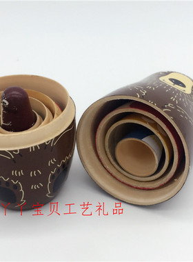 包邮五层棕熊木制工艺许愿套娃娃