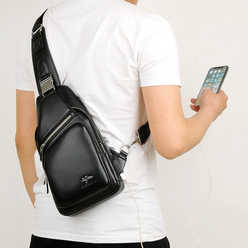 Кожаная нагрудная сумка, сумка на одно плечо, рюкзак, из натуральной кожи, в корейском стиле