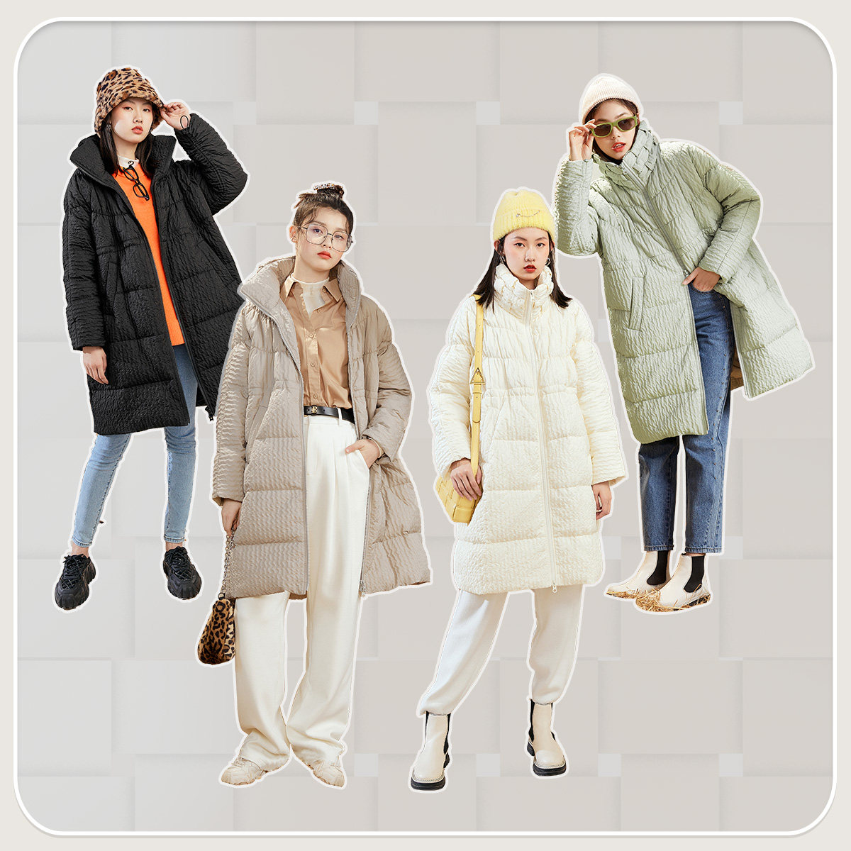 太平鸟2020新款中长款韩版女白鸭绒 太平鸟羽绒服