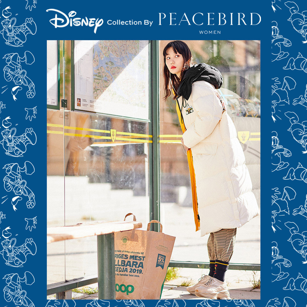 【迪士尼联名】太平鸟长款女冬白鸭绒 太平鸟喜之乐羽绒服