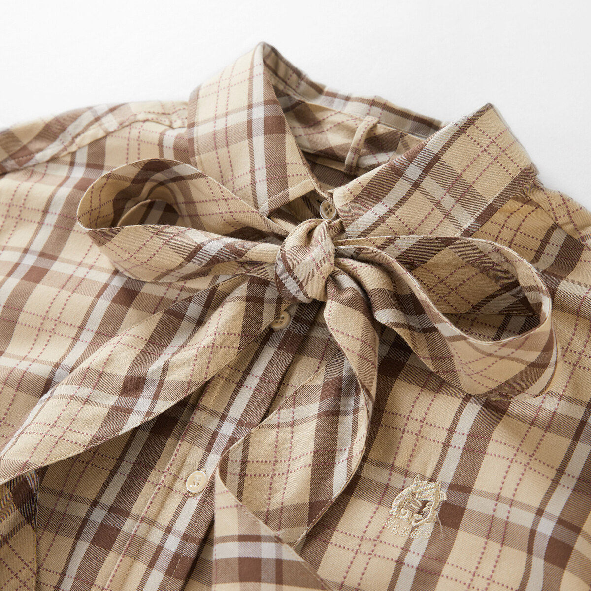 太平鸟格纹绑带2020秋冬新款衬衫 太平鸟衬衫