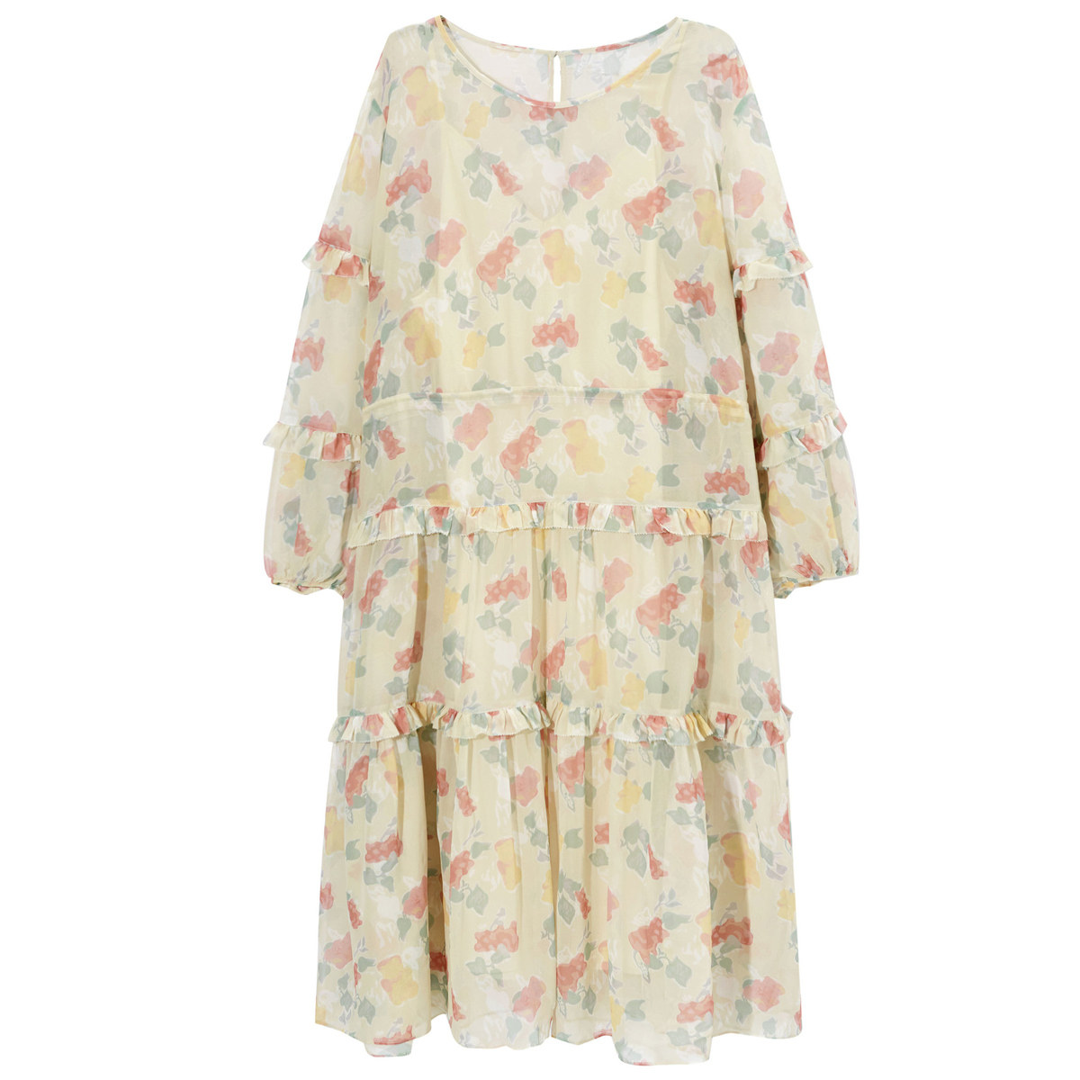 【商场同款】太平鸟印花荷叶边连衣裙 太平鸟广仁连衣裙