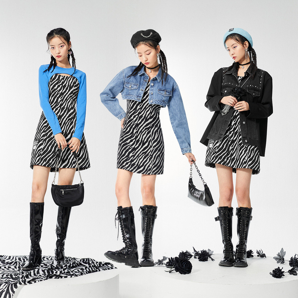 太平鸟2021 a字裙小黑裙 太平鸟喜之乐连衣裙