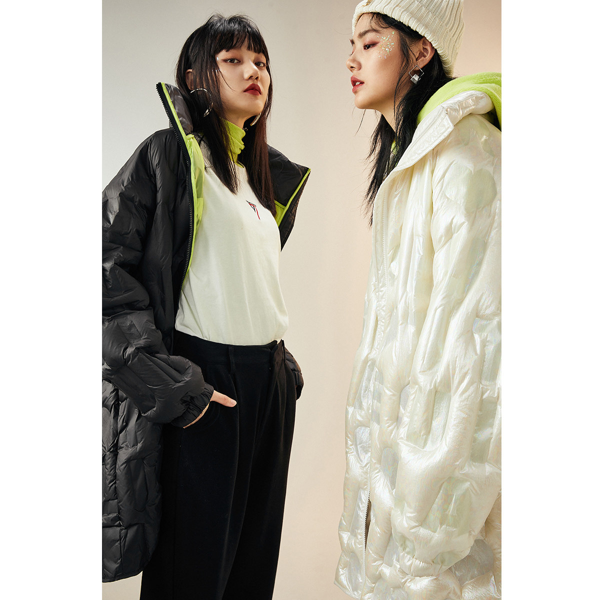 【戚薇明星同款】太平鸟黑色立领女 太平鸟广仁羽绒服