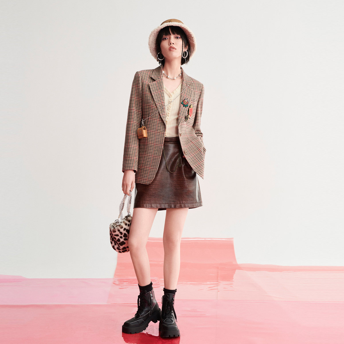 【商场同款】太平鸟格纹女2020秋装 太平鸟西装