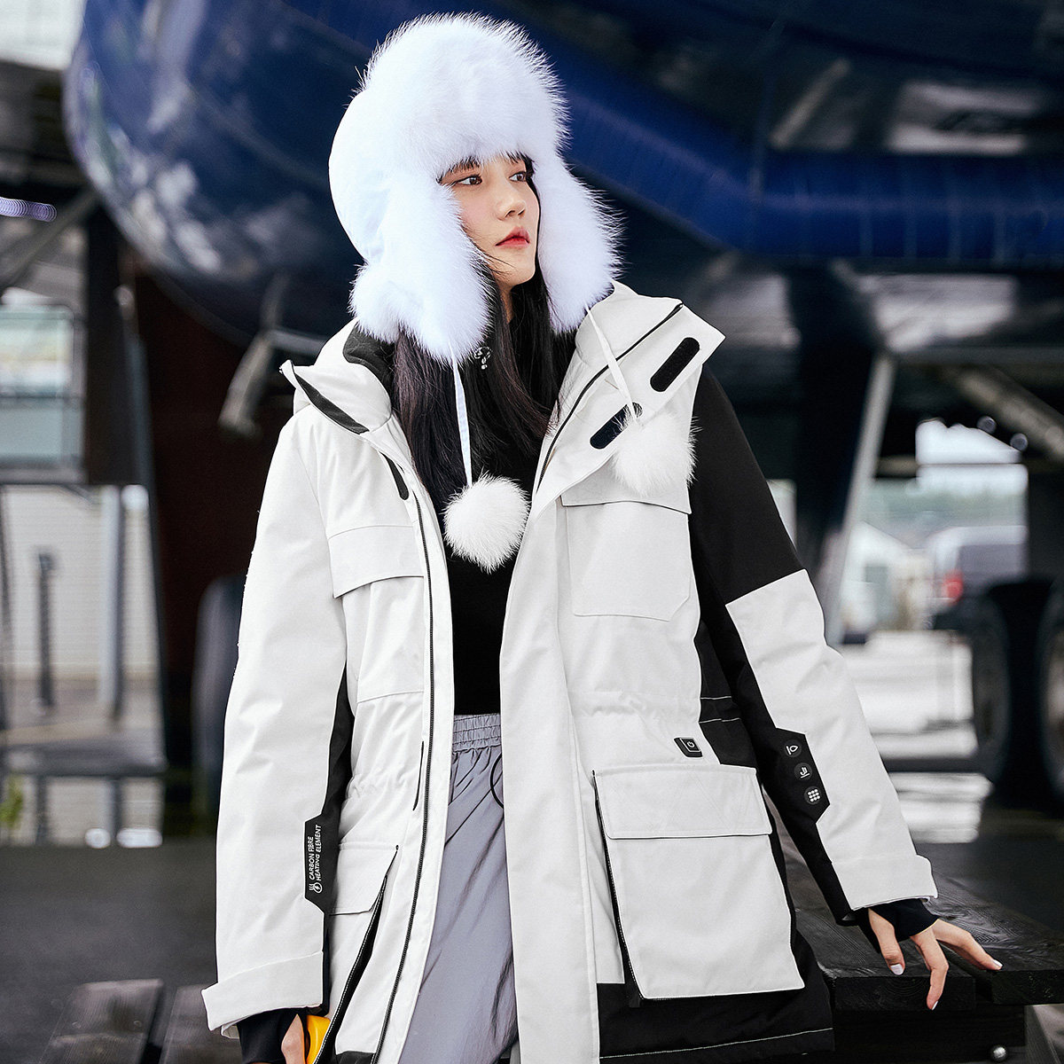 【反季特卖】太平鸟白色中长款羽绒服 太平鸟广仁羽绒服