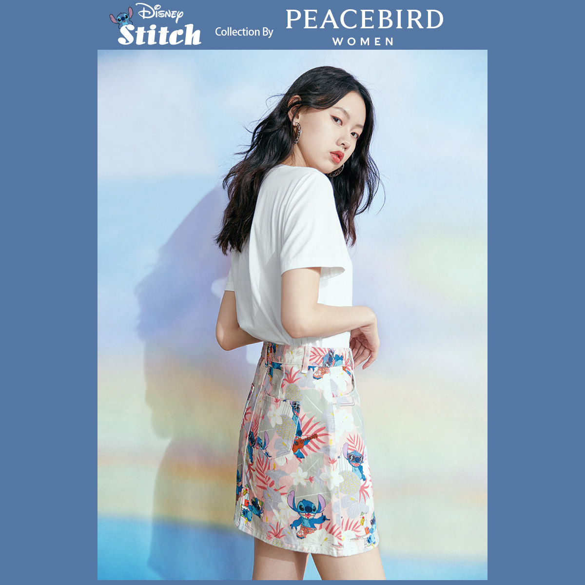 太平鸟满印2020夏季新款牛仔半身裙 太平鸟普埃拉半身裙