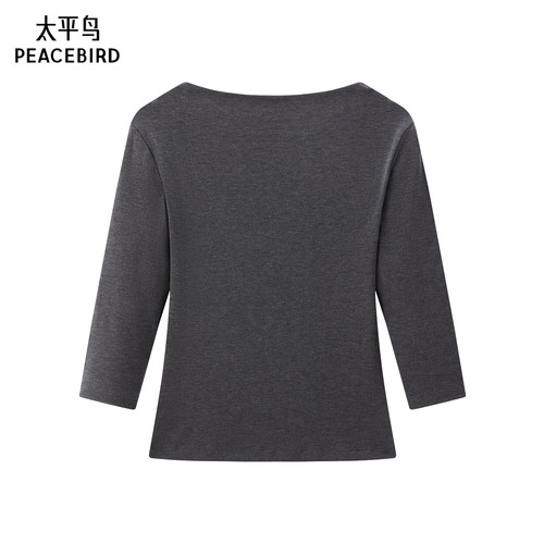 【商场同款】太平鸟25秋季新款船领七分袖高质感纯色T恤A1CPF330B - 图0