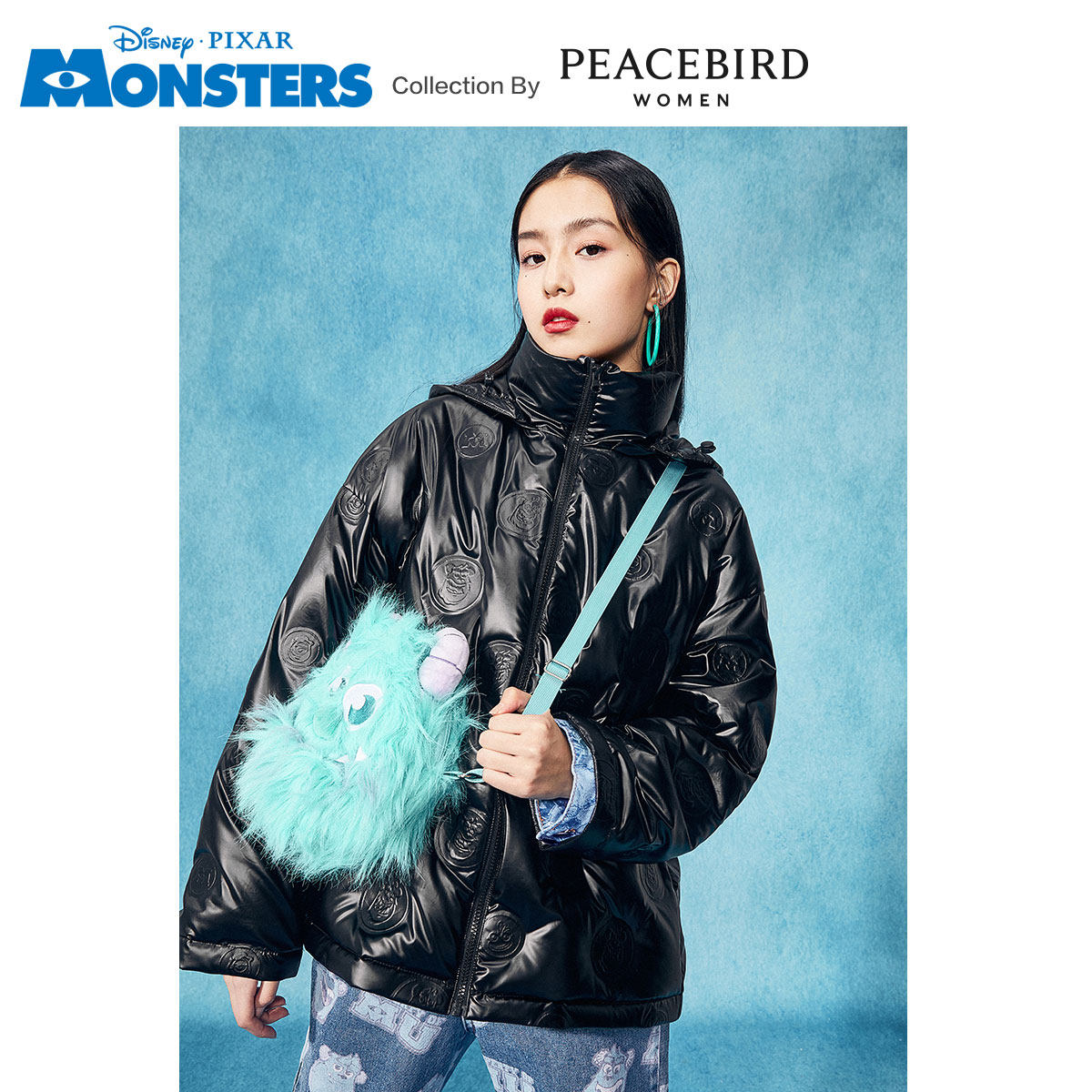 【怪兽大学联名款】太平鸟亮面羽绒服 太平鸟羽绒服