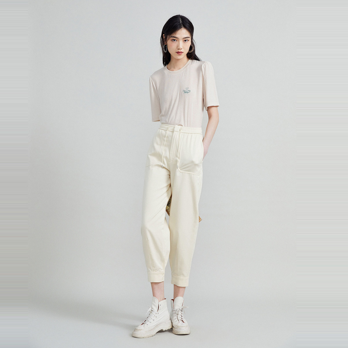 太平鸟高腰工装风2020秋季休闲裤 太平鸟喜之乐休闲裤