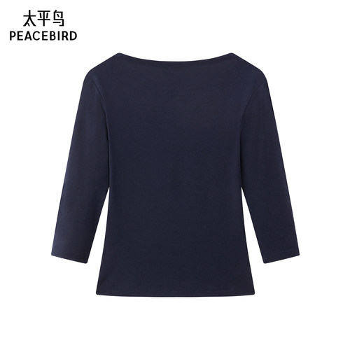 【商场同款】太平鸟25秋季新款船领七分袖高质感纯色T恤A1CPF330B - 图2