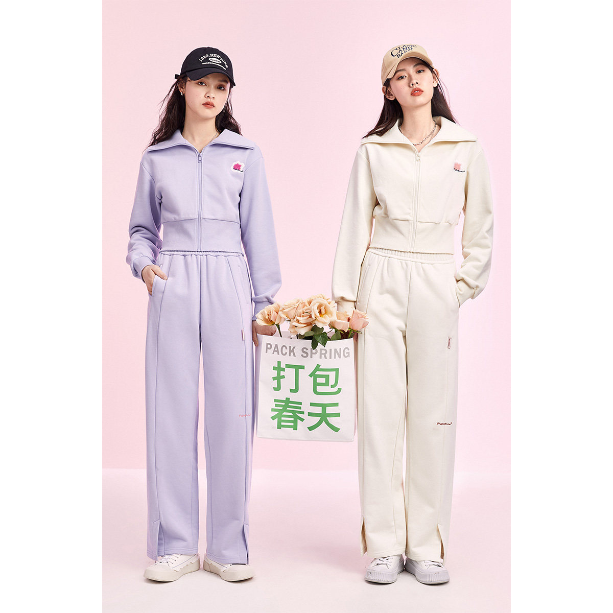 太平鸟碳中和高腰2022年春季卫裤 太平鸟广仁休闲裤