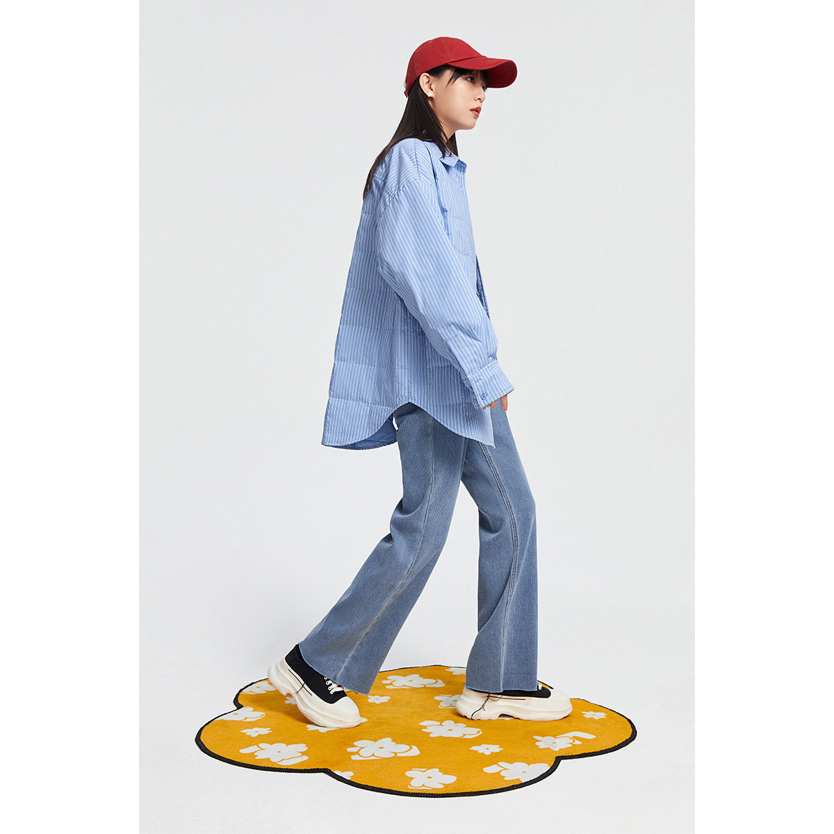 太平鸟竖条纹羽绒服2021年冬季衬衫 太平鸟喜之乐羽绒服