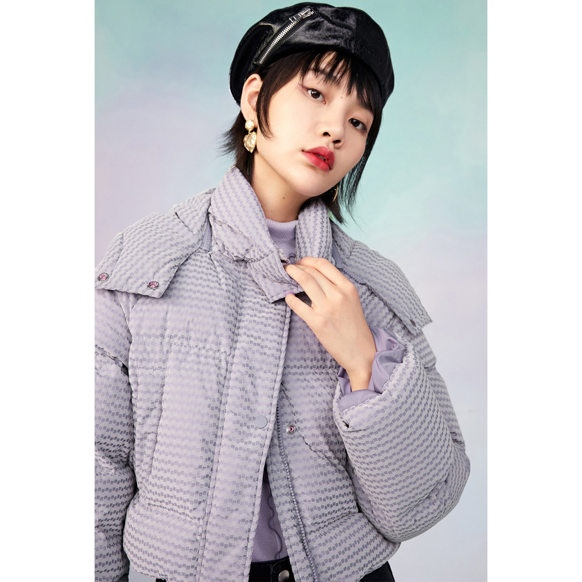 太平鸟短款女2020新款连帽面包服 太平鸟喜之乐羽绒服