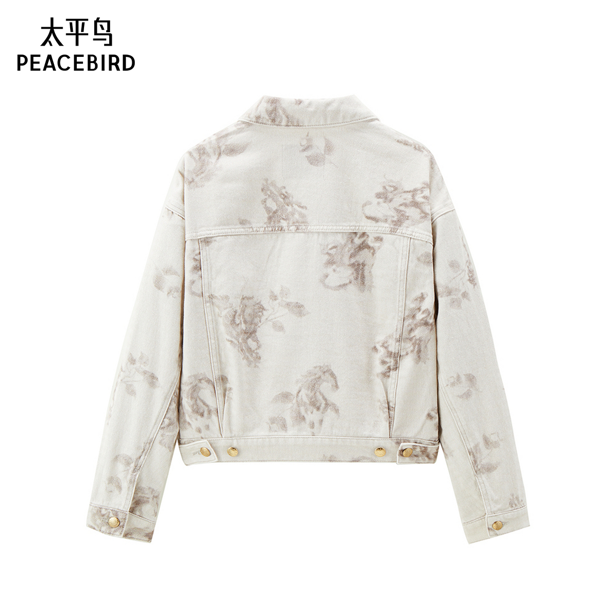 太平鸟女装年秋季款印花牛仔外套A1BBE3202 - 图0